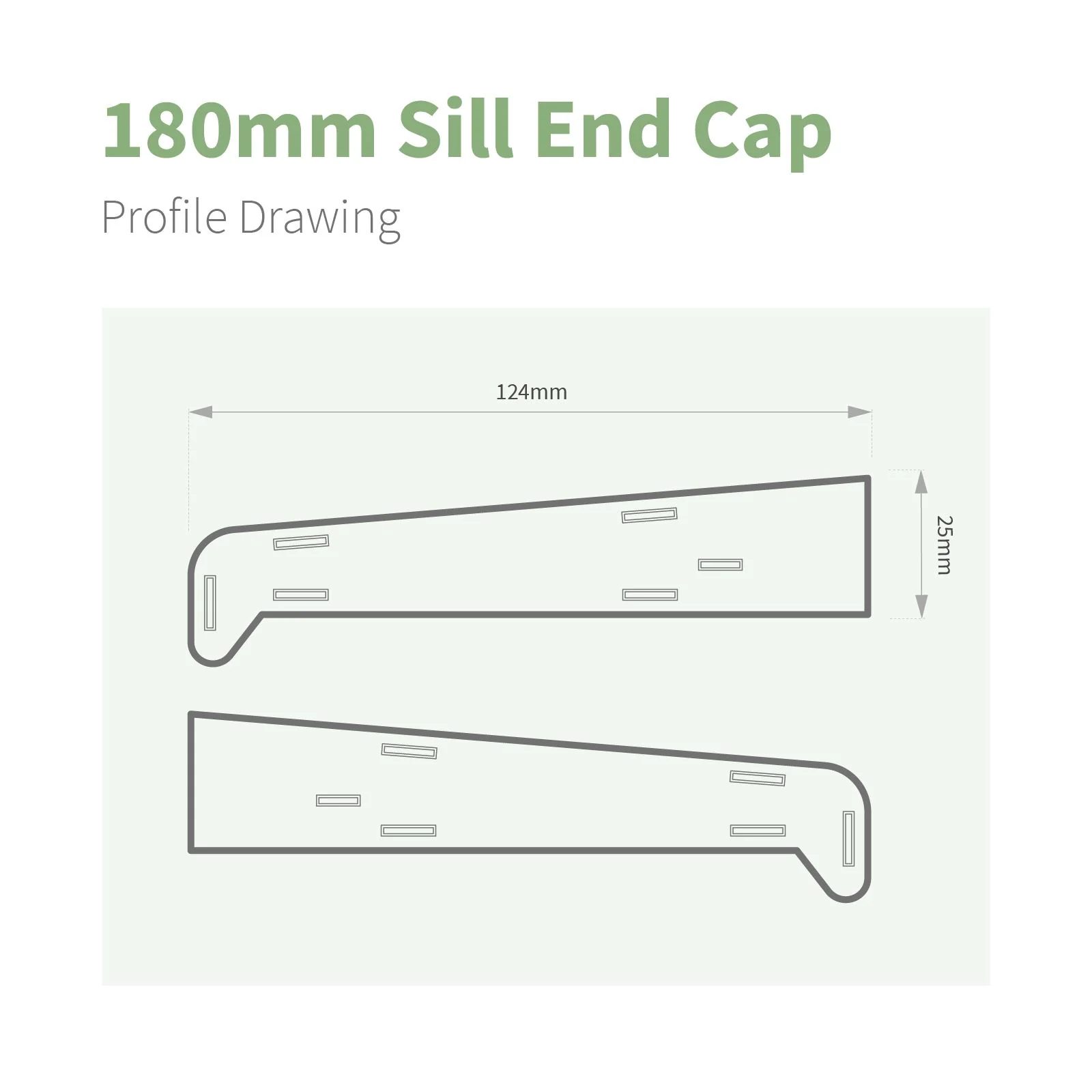 180mm Profile 22 Window Sill End Caps - Image 2