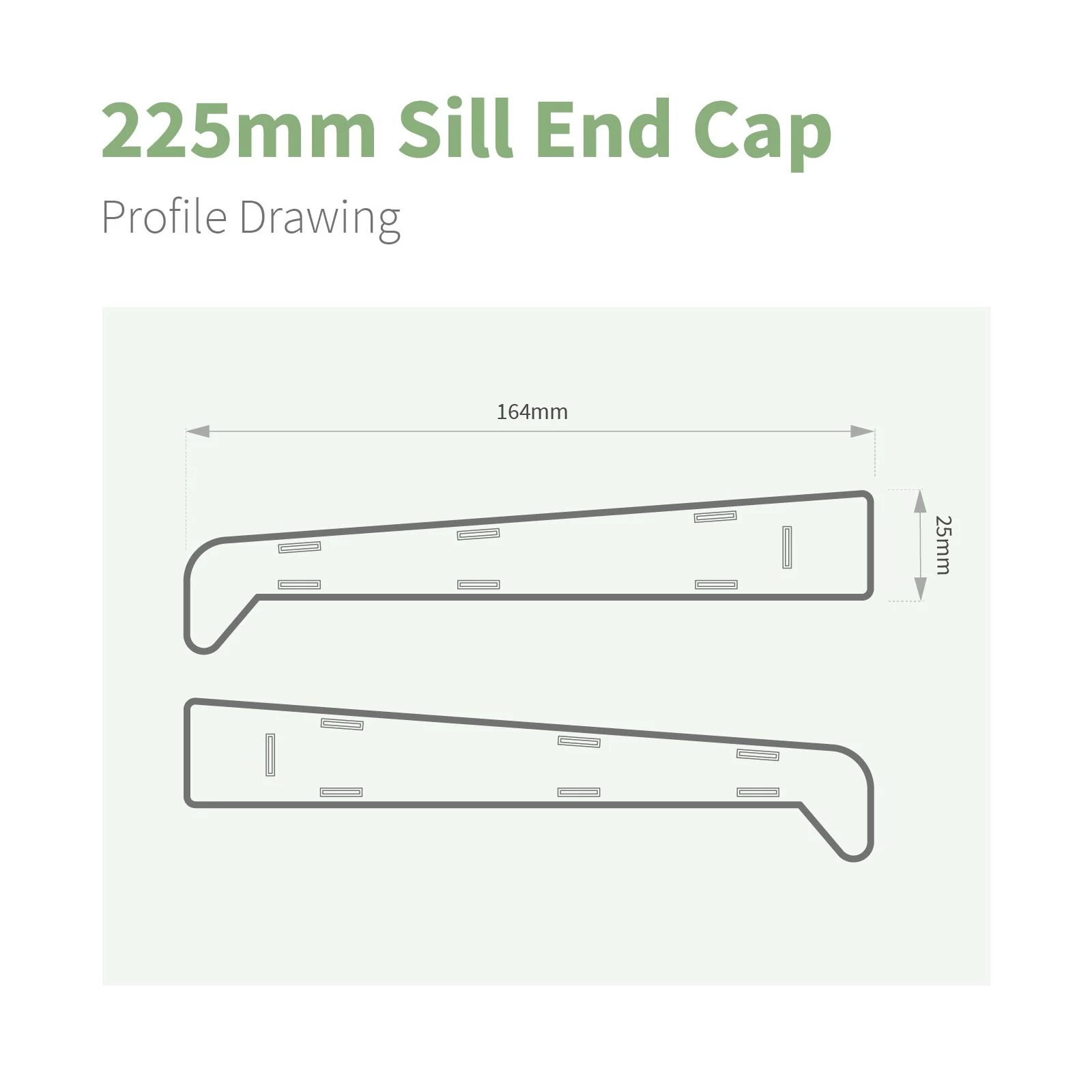 225mm Profile 22 Window Sill End Caps - Image 2