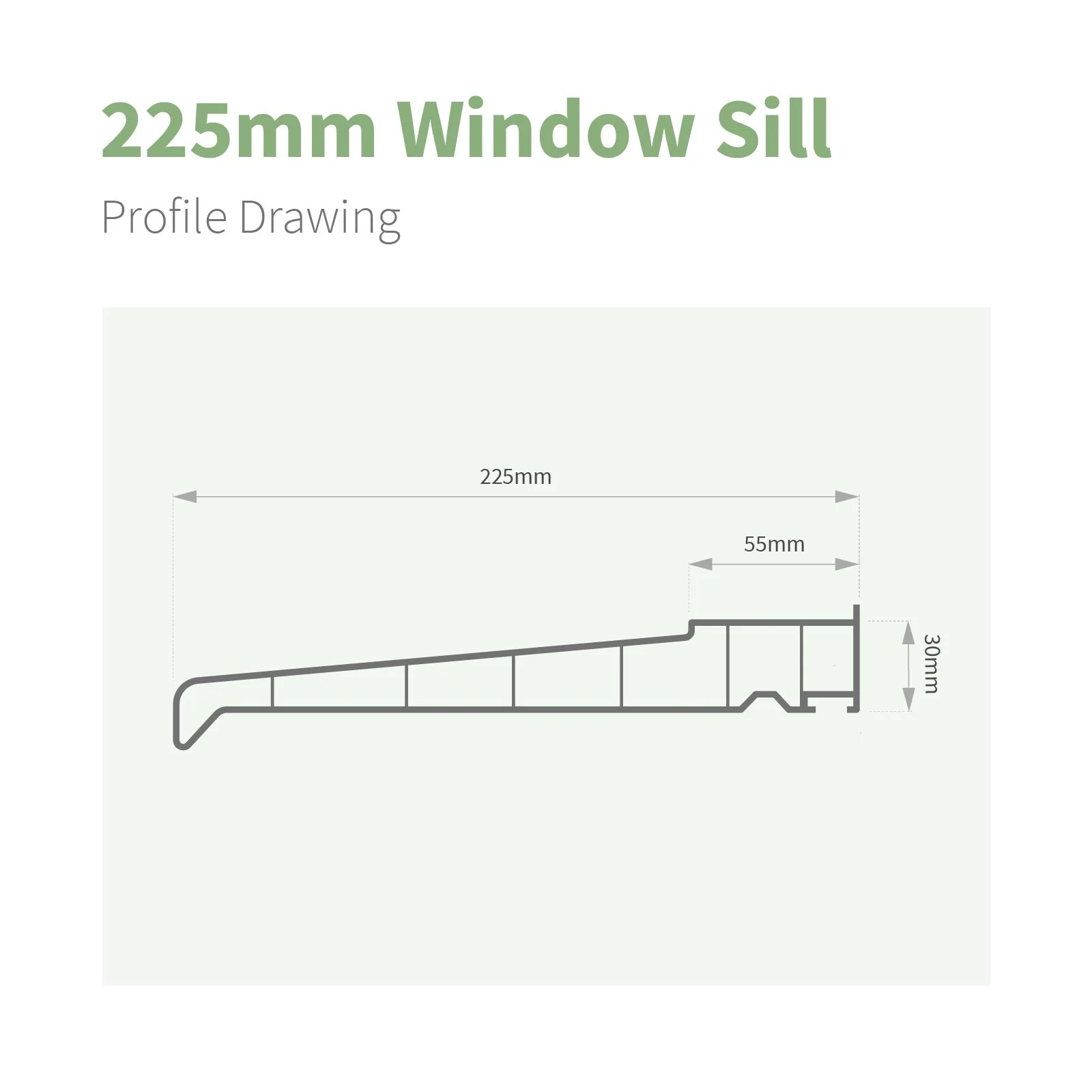 225mm Profile 22 Window Sill (with End Caps) - Image 4