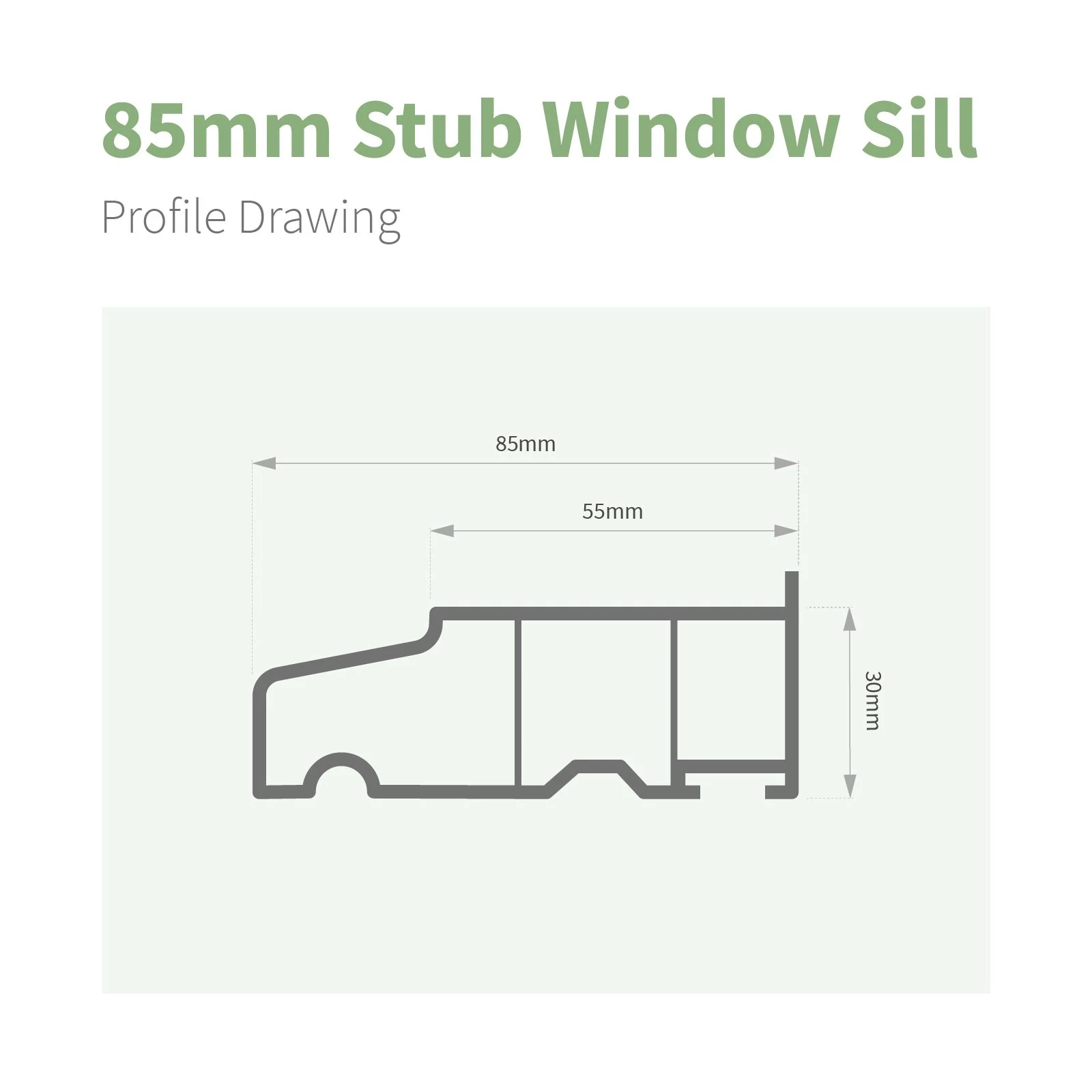 85mm Profile 22 Stub Window Sill (with End Caps) - Image 4