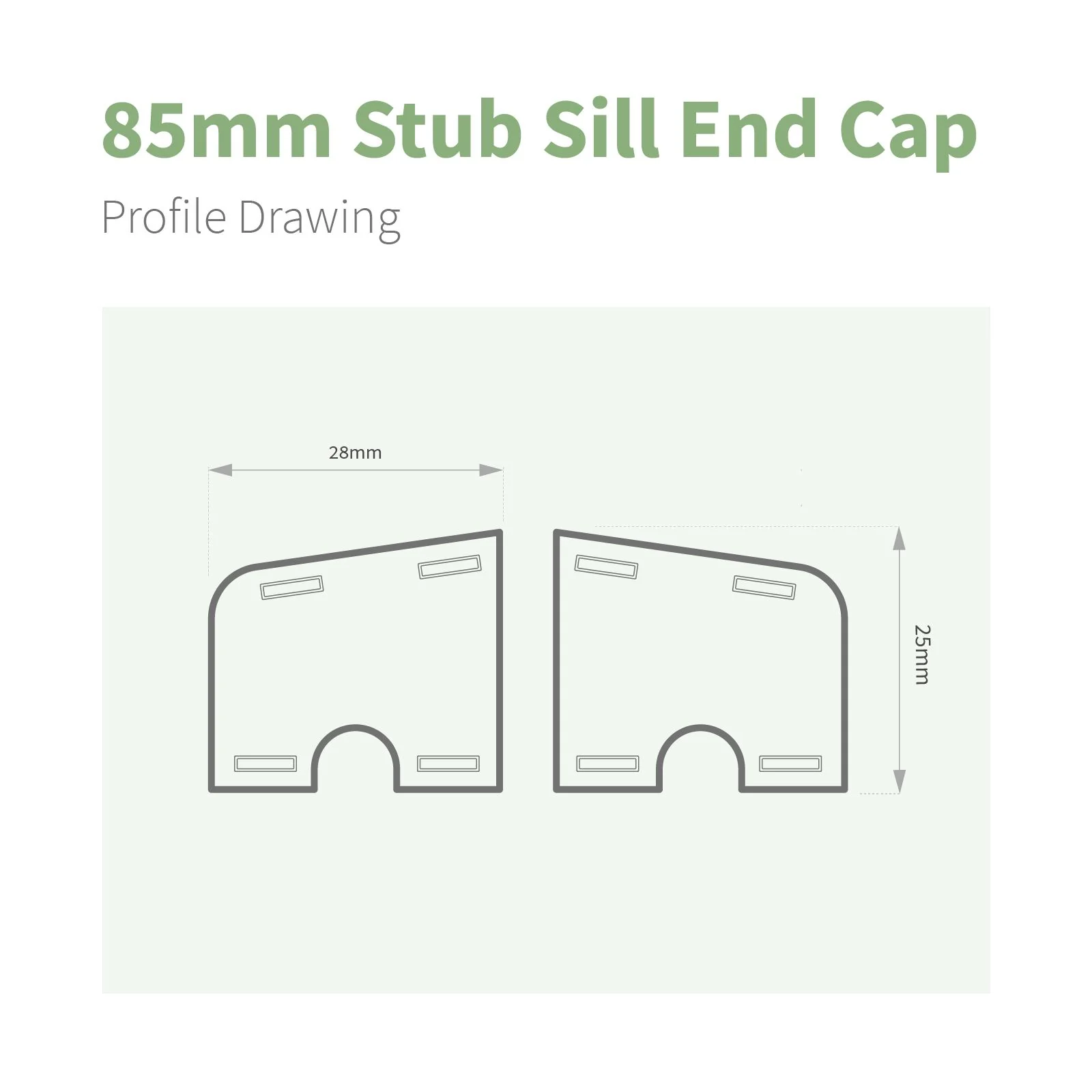 85mm Profile 22 Window Sill End Caps - Image 2