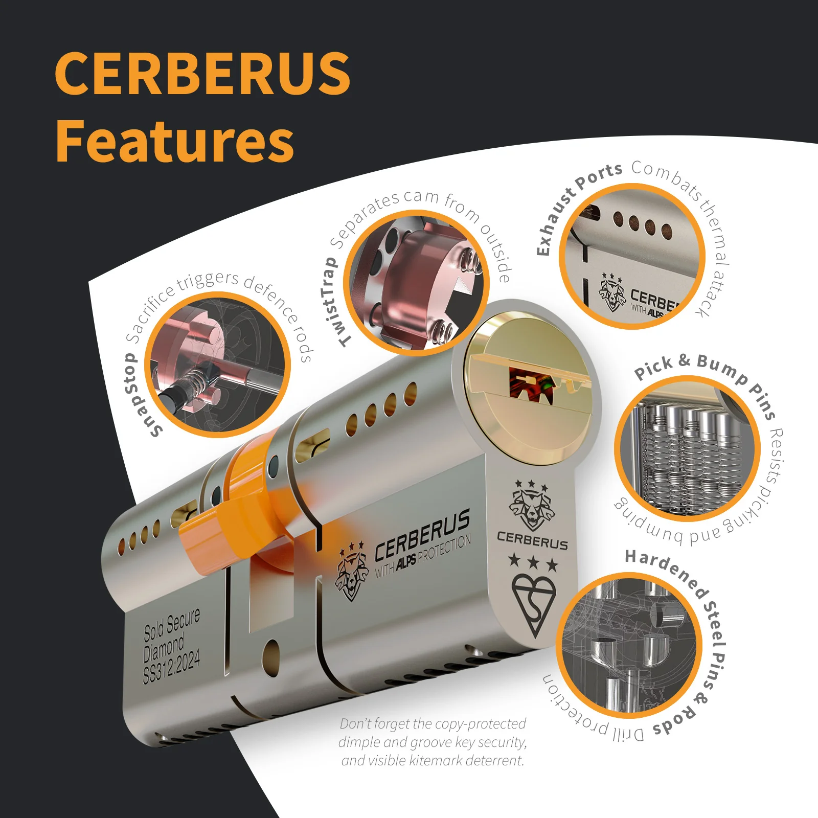 CERBERUS TS007 3* Thumbturn Euro Cylinder - Image 4