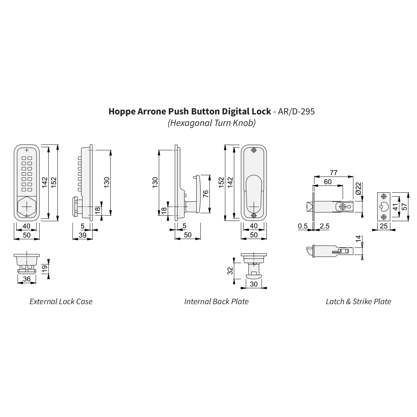 HOPPE Arrone AR295 Keypad Digital Lock (Hexagonal Turn Knob) - Image 5