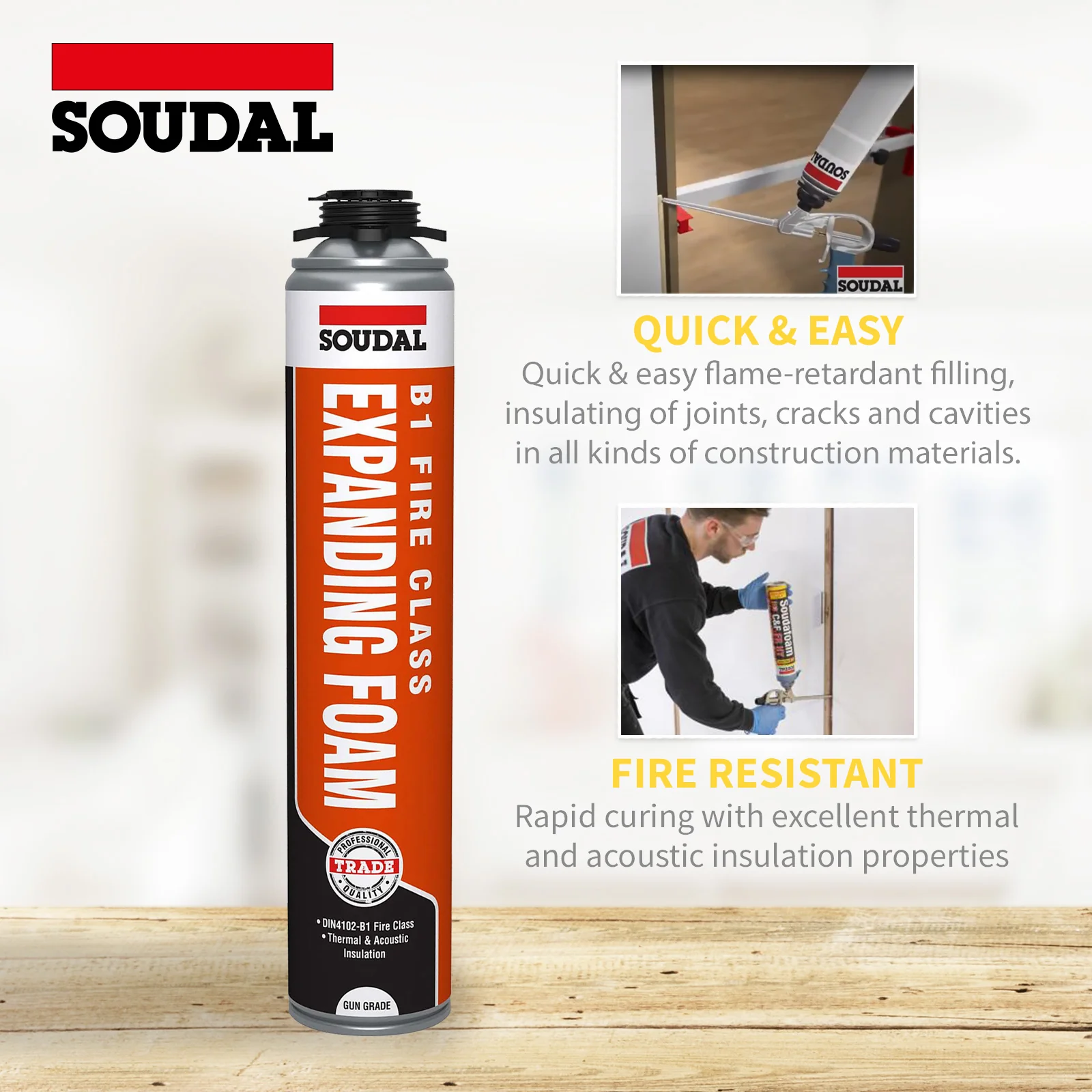 Soudal B1 Fire Gun Grade Expanding Foam - Image 3